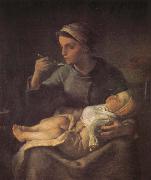 Jean Francois Millet Woman feeding the children oil painting artist